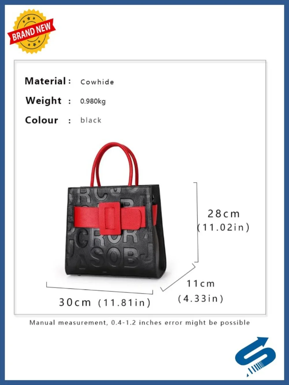 Genuine Leather Cowhide Tote Wallet Large Capacity Embossed Storage Bag